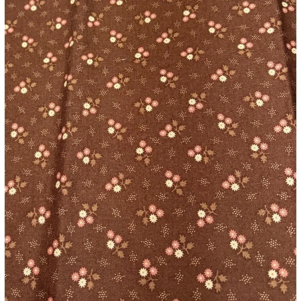 Small Floral Brown Quilting Cotton Fabric 19x22